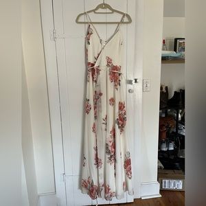 Elegantly Inclined Cream Floral Print Wrap Maxi Dress from Lulu’s